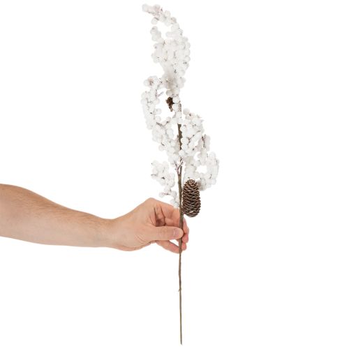 Kunstmatige winterdecoratie van een tak met bessen en dennenappels, 60 cm. | Floristik24.nl