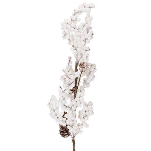 Kunstmatige winterdecoratie van een tak met bessen en dennenappels, 60 cm. | Floristik24.nl
