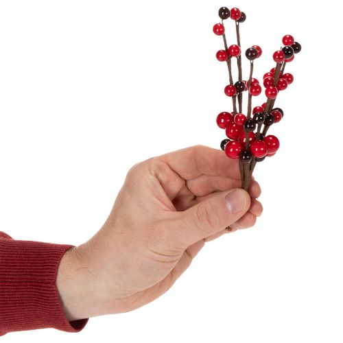 Kunstmatige tak met rode bessen, 15 cm, 6 stuks | Floristik24.nl