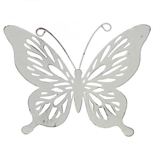 Floristik24 Bedsteker metaal vlinder wit 43x10,5x8cm 3st