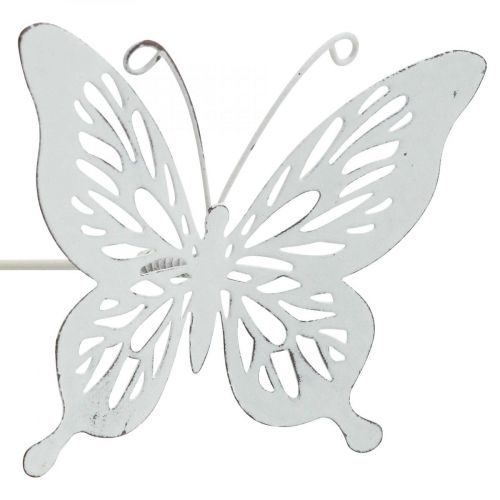 Floristik24 Bedsteker metaal vlinder wit 43x10,5x8cm 3st