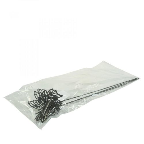 Artikel Bloemenplug metaal vlinder zwart 10,5×8/44cm 3 st