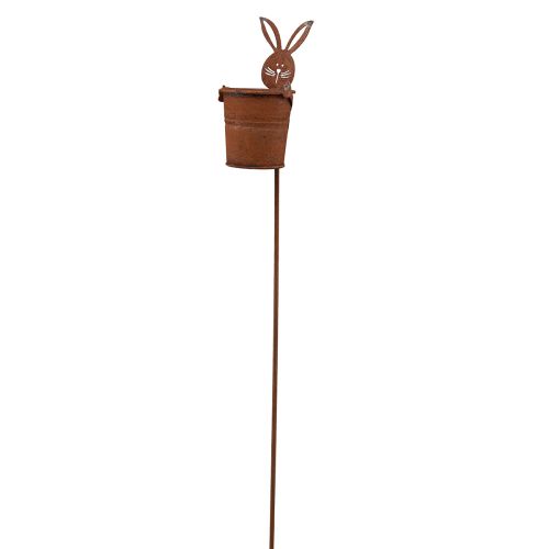 Artikel Bedplug roest konijn met emmer plantenbak vintage 5x11cm