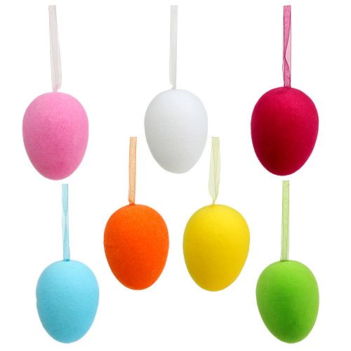 Floristik24 Gevlokte siereieren 10cm 12 st