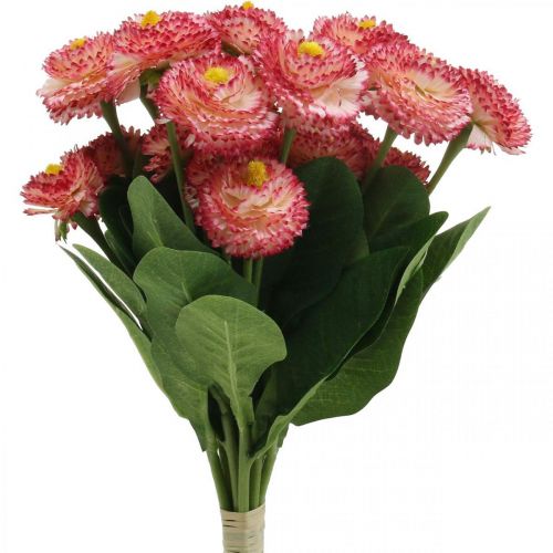 Artikel Kunstbloem, bellis kunst in bos, madeliefjes wit-roze L32cm 10 stuks