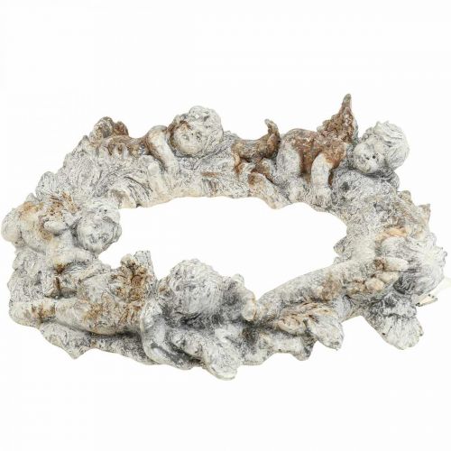 Artikel Betonnen deco engel deco krans wanddecoratie wit bruin 36,5cm