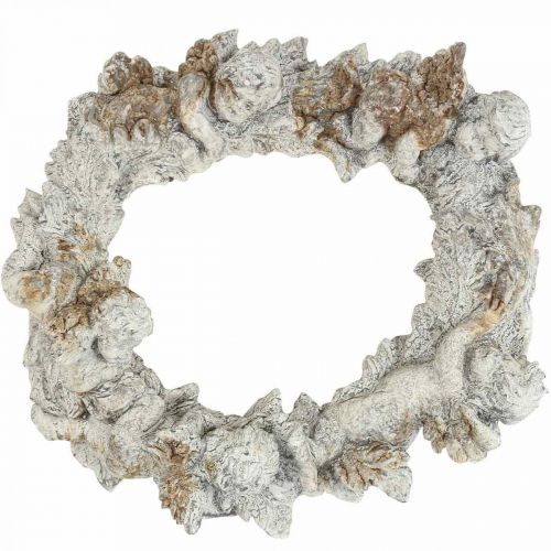 Artikel Betonnen deco engel deco krans wanddecoratie wit bruin 36,5cm