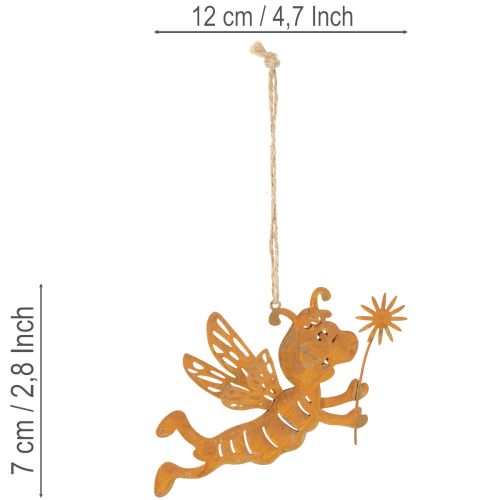 Hangende bijendecoratie, roestkleurig metaal, zomerdecoratie, 12 cm, 6 stuks | Floristik24.nl