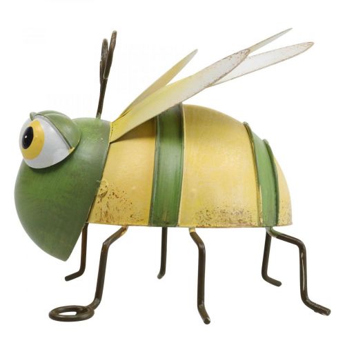 Tuinfiguur bij, decoratief figuur metaal insect H9.5cm groen geel