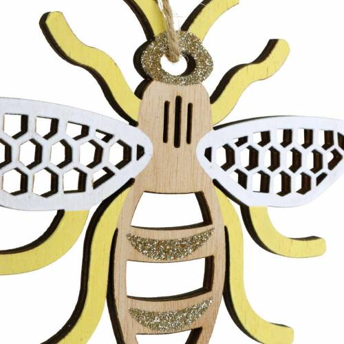 Floristik24 Decoratie voor hangbijen geel, wit, goudkleurig hout zomerdecoratie 6 stuks