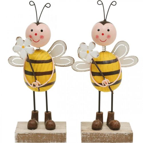 Floristik24 Decoratieve bij met bloem decoratiefiguur zomerdecoratie H21cm 2 stuks