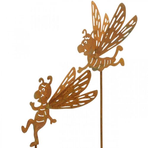 Artikel Bloemplug bij, roestdecoratie, decoratieve plug gepatineerd L31/32cm 6st