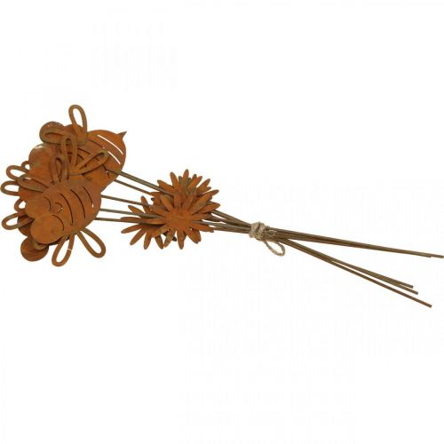 Artikel Tuinpaal bij, lentedecoratie, metalen paal roest L24,5cm 6 st.
