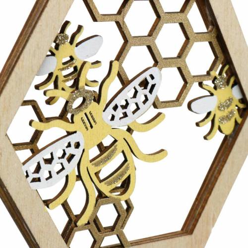 Floristik24 Honingraat om op te hangen, zomerdecoratie, honingbij, houten decoratie, bijen in honingraat 4st