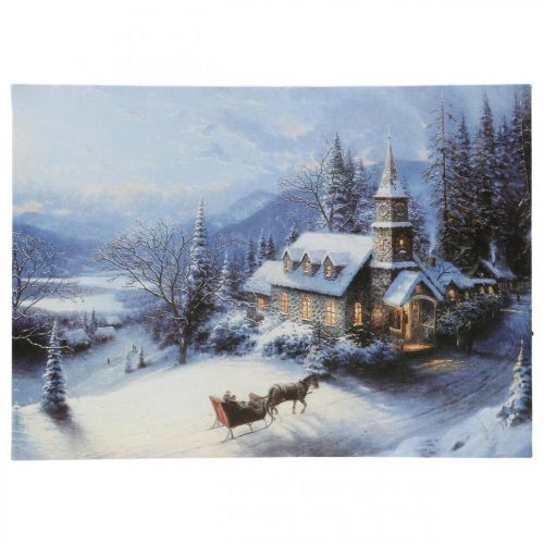Floristik24 LED mural winterlandschap met kerk 38×28cm Voor batterij