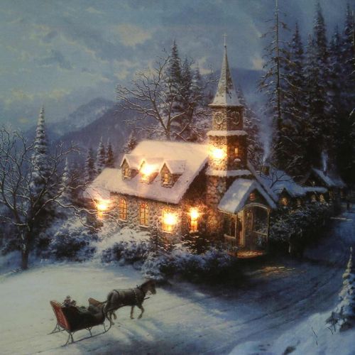 Floristik24 LED mural winterlandschap met kerk 38×28cm Voor batterij