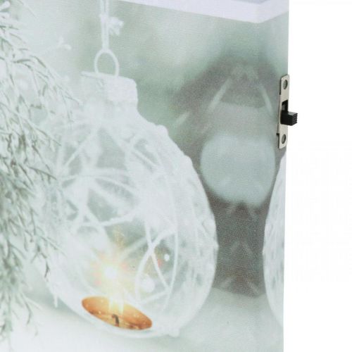Floristik24 LED mural kerst rustiek wit 38×38cm Voor batterij