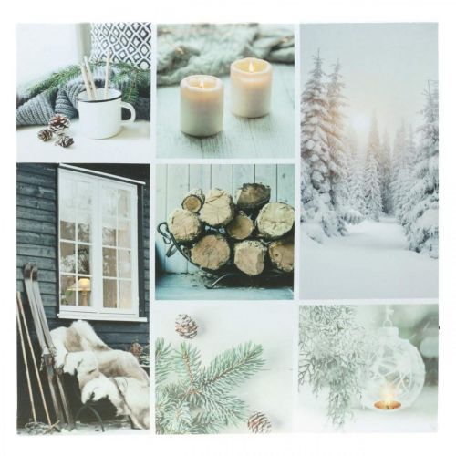 Floristik24 LED mural kerst rustiek wit 38×38cm Voor batterij