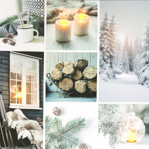 Floristik24 LED mural kerst rustiek wit 38×38cm Voor batterij