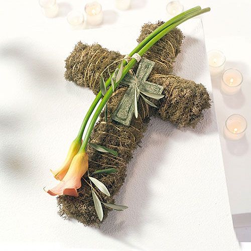 Artikel Steekschuim kruis groot groen 53cm 2 stuks grafversieringen