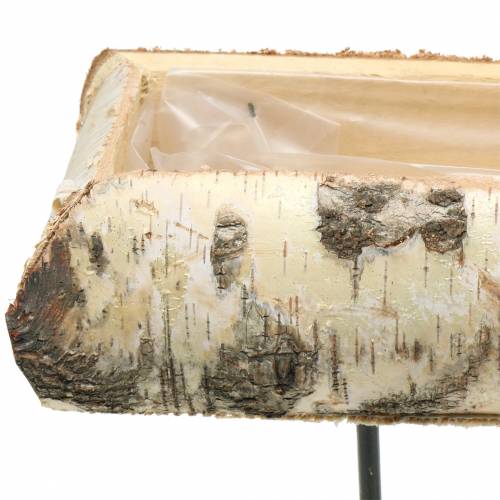Floristik24 Berken plantenbak met metalen voet 35x12cm H27cm