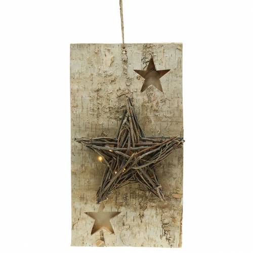 Floristik24 Kerstbord berk met LED ster / batterijen 40cm
