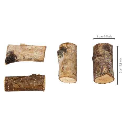 Decoratieve stukjes berkenhout met bast voor knutselprojecten, 3 cm, 300 g | Floristik24.nl