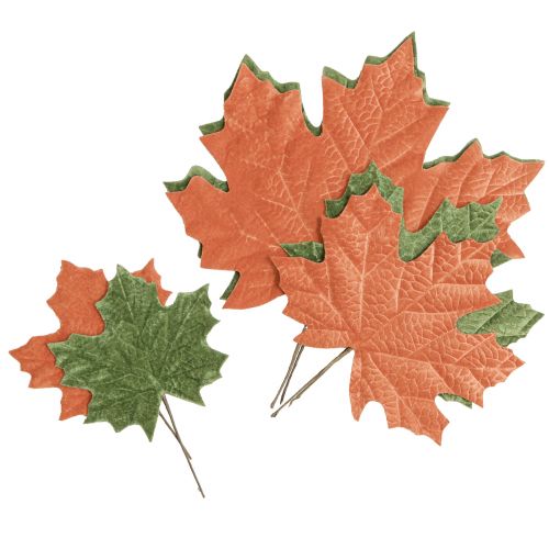 Artikel Decoratieve pluggen van herfstesdoornblad in levendige oranje en groene tinten 16–33 cm 6 st