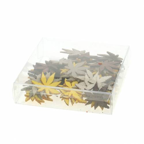 Artikel Strooidecoratie bladeren geel, bruin, platina assorti 4cm 72 st