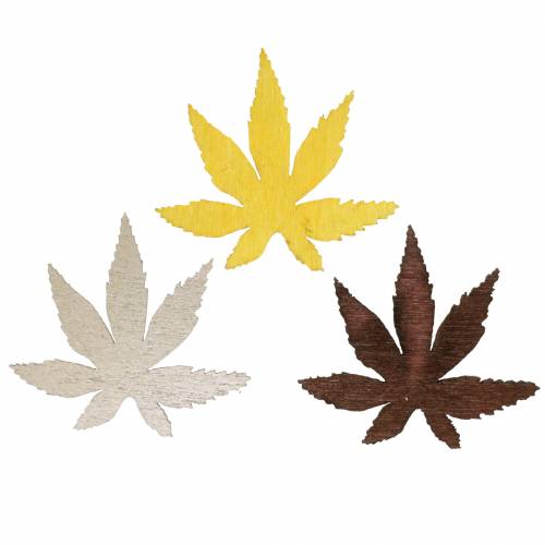 Artikel Strooidecoratie bladeren geel, bruin, platina assorti 4cm 72 st