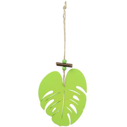Raamdecoratie blad om op te hangen lichtgroen 14,5cm