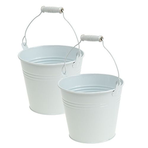 Blikken emmer wit Ø14cm H12cm 6 st