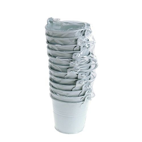 Floristik24 Blikken emmer wit Ø8cm H7cm 12p