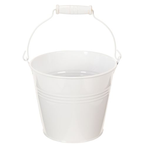Witte metalen emmers Ø14cm H12cm 6 stuks