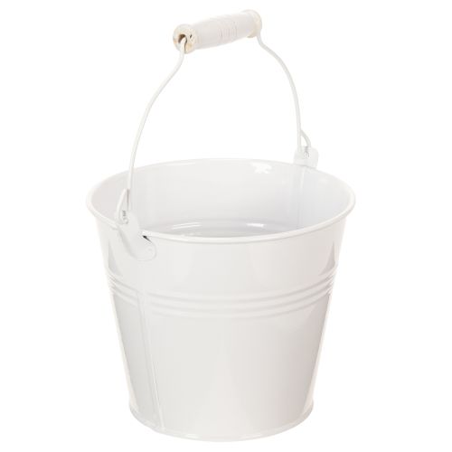 Witte metalen emmers Ø14cm H12cm 6 stuks | Floristik24.nl