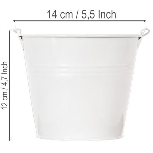 Witte metalen emmers Ø14cm H12cm 6 stuks | Floristik24.nl
