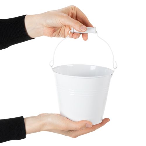Witte metalen emmers Ø14cm H12cm 6 stuks | Floristik24.nl