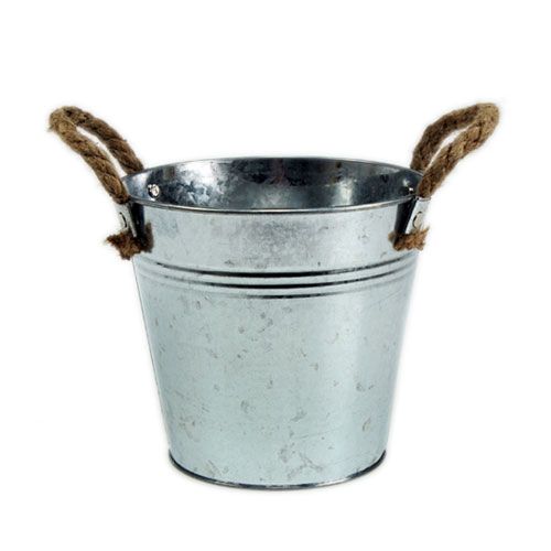 Blikken emmer met touwgrepen glanzend Ø18cm