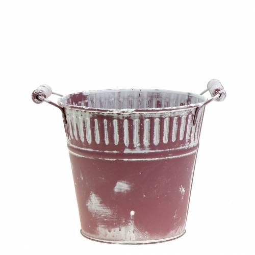 Blikken emmer paars white washed Ø13cm H12cm 1 st | Floristik24.nl