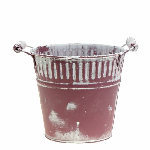 Blikken emmer paars white washed Ø16cm H15cm 1 stuk