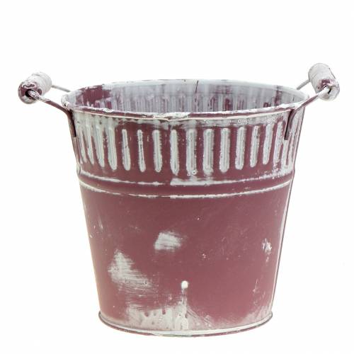 Artikel Blikken emmer paars white washed Ø19cm H17cm 1 stuk