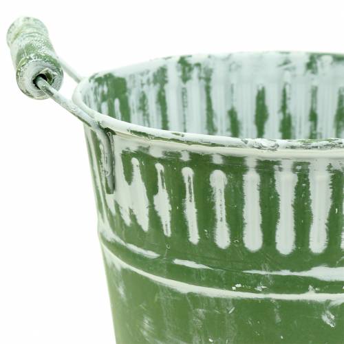 Floristik24 Blikken emmer groen witgekalkt Ø19cm H17cm 1 stuk
