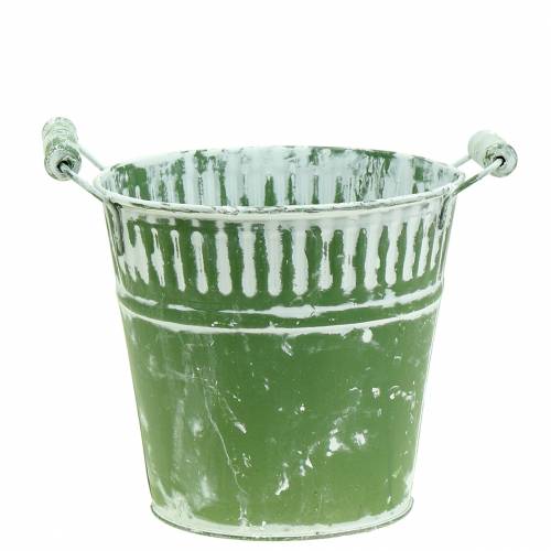 Blikken emmer groen witgekalkt Ø16cm H15cm 1 stuk | Floristik24.nl