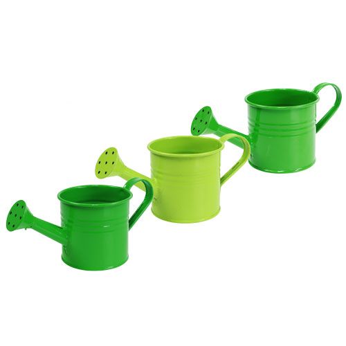 Floristik24 Blikken gieters groen soort. Ø7.5cm H6.5cm 8st