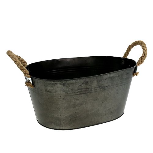 Floristik24 Tinnen schaal antiek ovaal 31 x 20cm H15cm 2st
