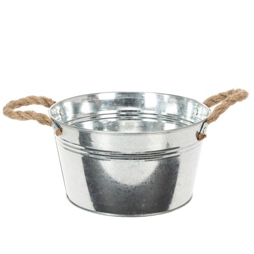 Glanzende metalen kom met touwgrepen, Ø22cm kopen | Floristik24.nl