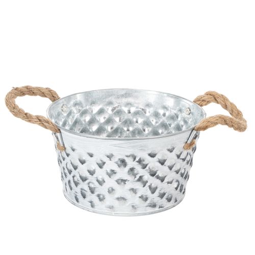 Plaatmetalen schaal met touwgrepen Ø18cm H10cm kopen | Floristik24.nl