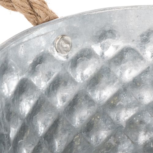 Plaatmetalen schaal met touwgrepen Ø18cm H10cm | Floristik24.nl