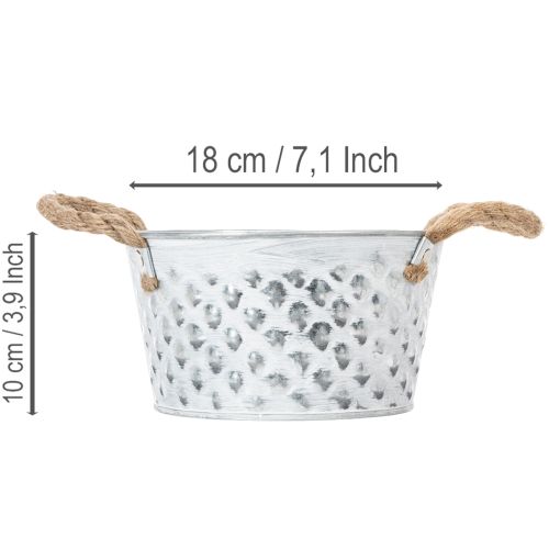Plaatmetalen schaal met touwgrepen Ø18cm H10cm | Floristik24.nl