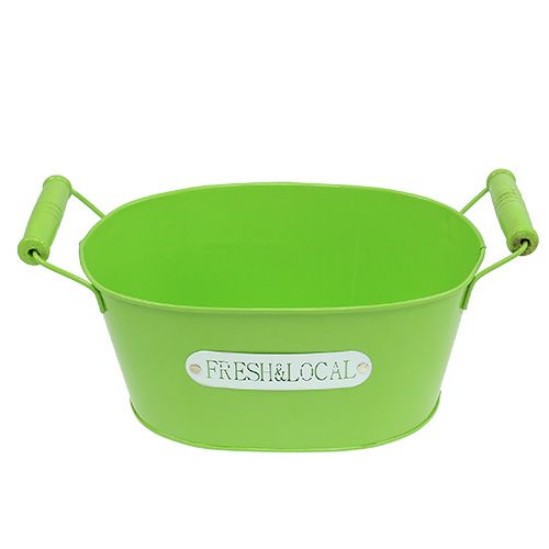 Floristik24 Tinnen schaal ovaal groen 22cm x 15cm H10cm